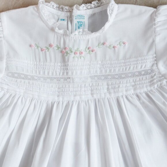 White Heirloom Dress Floral Bullions Feltman Brothers Embroidery Lace NWT - Picture 2 of 10